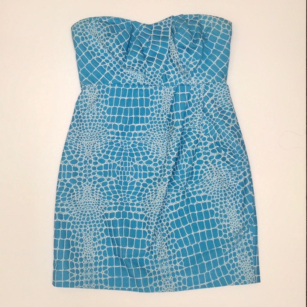 TIBI Blue Strapless Dress Mini Size 8